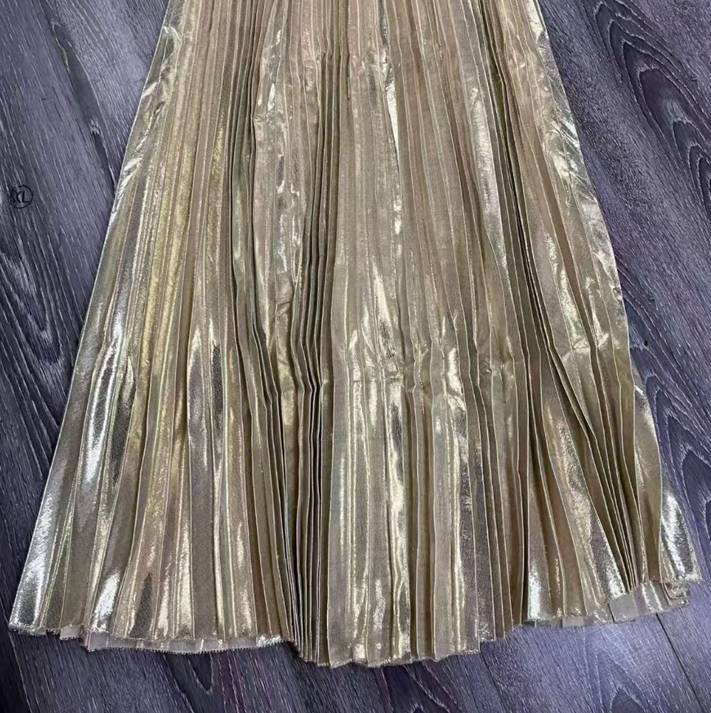 Self-Portrait Gold Metallic V-Neck Maxi Dress - Picture 10 of 10